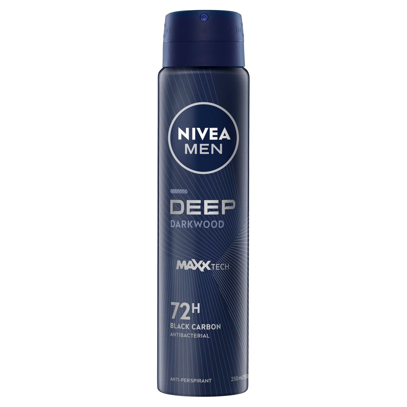 NIVEA MEN Deep Darkwood Anti-Perspirant Aerosol Deodorant 250ml | 72-Hour Sweat Protection | Antibacterial Formula Fights Odour | Long-Lasting Fragrance | Men's Spray Deodorant