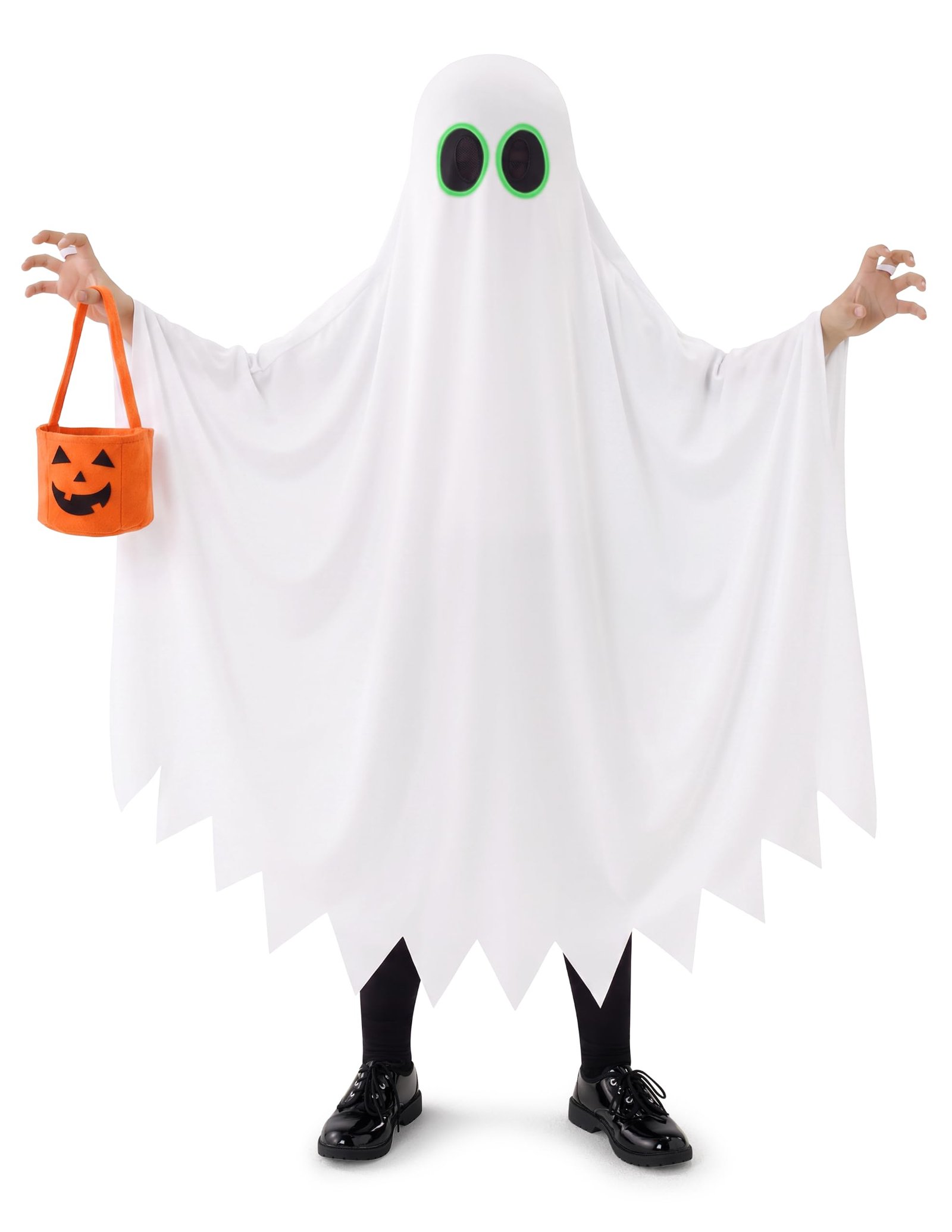 Spooktacular Creations Ghost Costume for Kids with Pumpkin Basket, Scary Halloween Costume for Boys