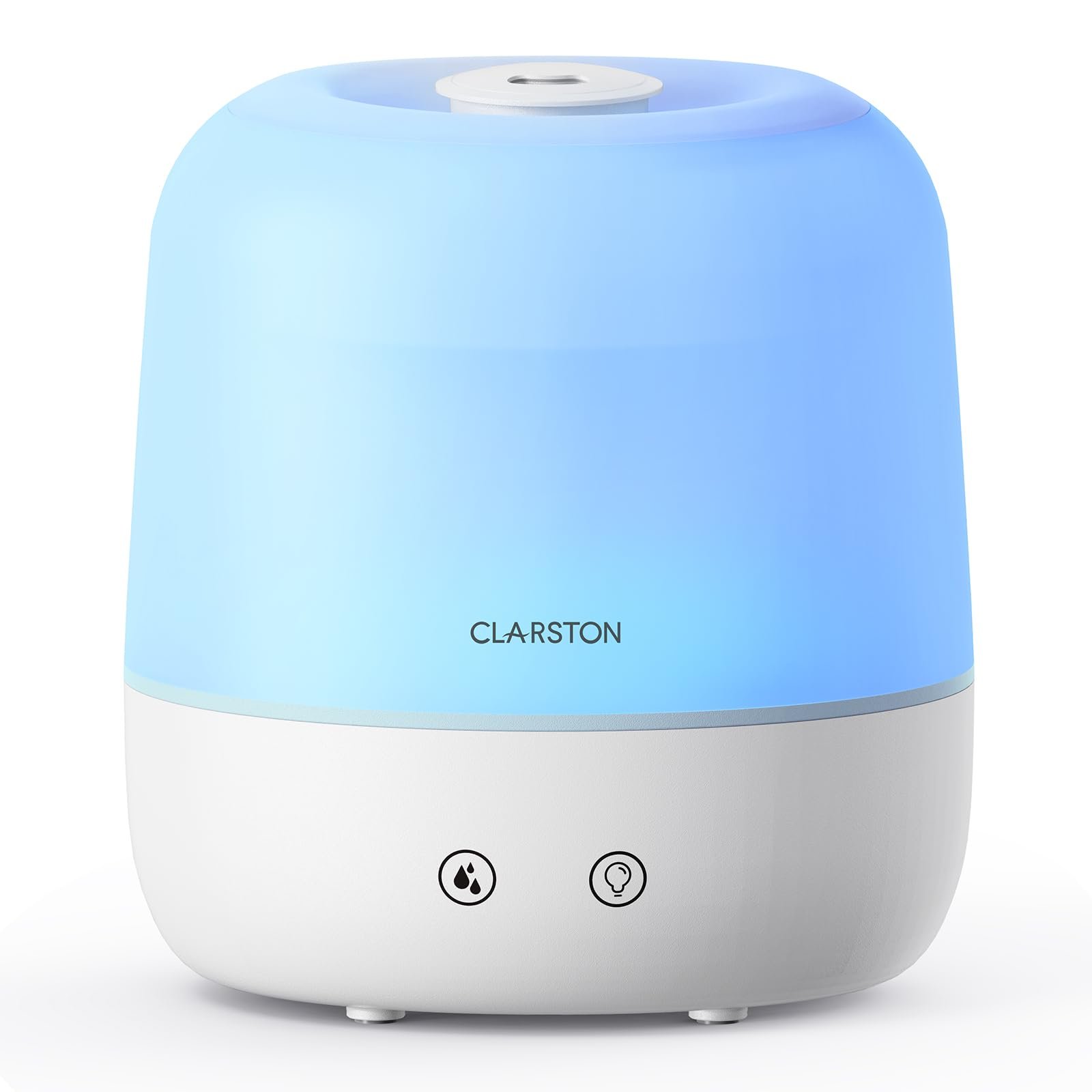 Clarston Humidifier, 2L Humidifiers for Bedroom, Top Fill with 360° Nozzle | 24dB Quiet, Nightlight, Cool Mist Air Humidification for Baby Nursery & Plants, No BPA, Auto Shut Off, Easy Clean,25H Runtime