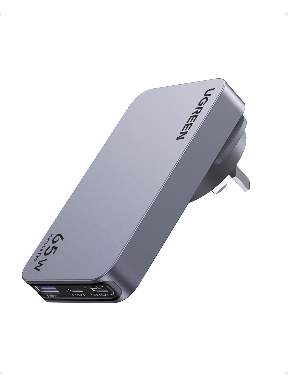 UGREEN 65W Travel Charger Ultra-Slim Nexode Pro 3-Port GaN USB C Charger | with US/UK/EU/AU Replaceable Plugs for iPhone 18 Pro Max/Duo/17, MacBook Pro, iPad, Galaxy S26 Ultra(PPS 45W) Pixel 10, XPS
