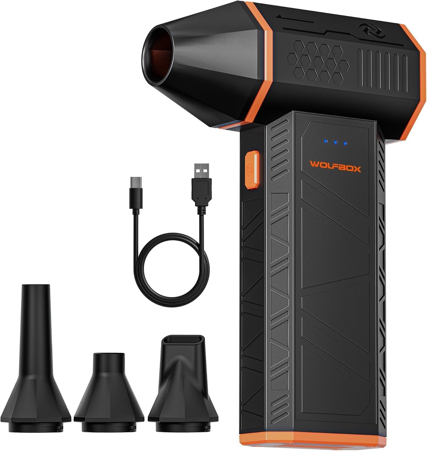 WOLFBOX MF50 Electric Air Duster 110000RPM Super Power, Long Runtime | 3-Speed Adjustable Mini Blower, Rechargeable Battery, Coldless Dust Blower for Computer, Keyboard, House, Outdoor and Car
