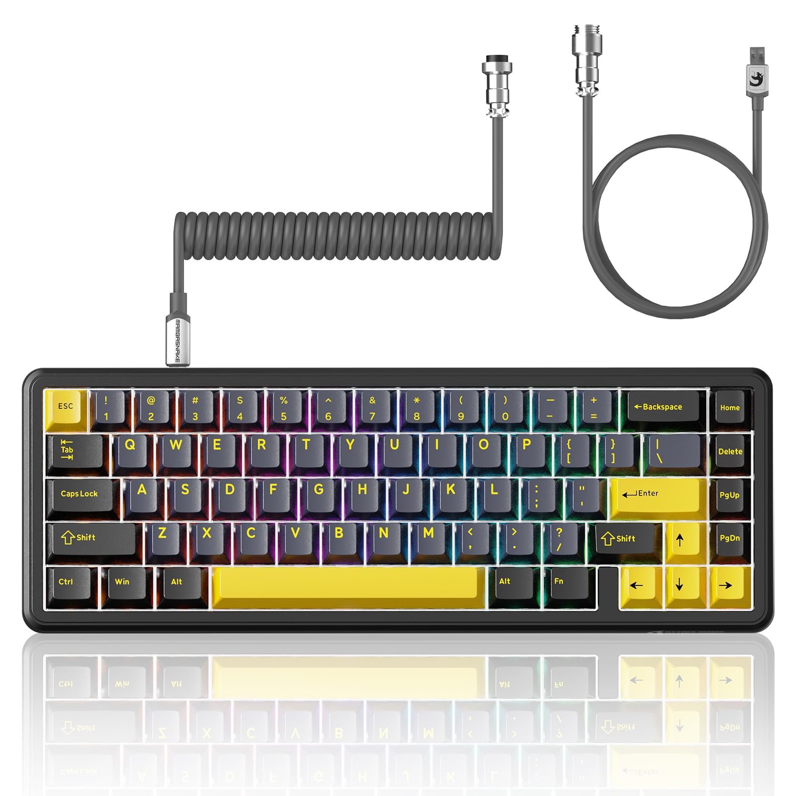 ATTACK SHARK X65 HE Rapid Trigger Compact 60% Wired Gaming Keyboard,Hall Effect Magnetic Switch Keyboard,Adjustable Actuation,8KHz Polling Rate,PBT Keycap RGB Backlit with Coiled Cable-Star Black