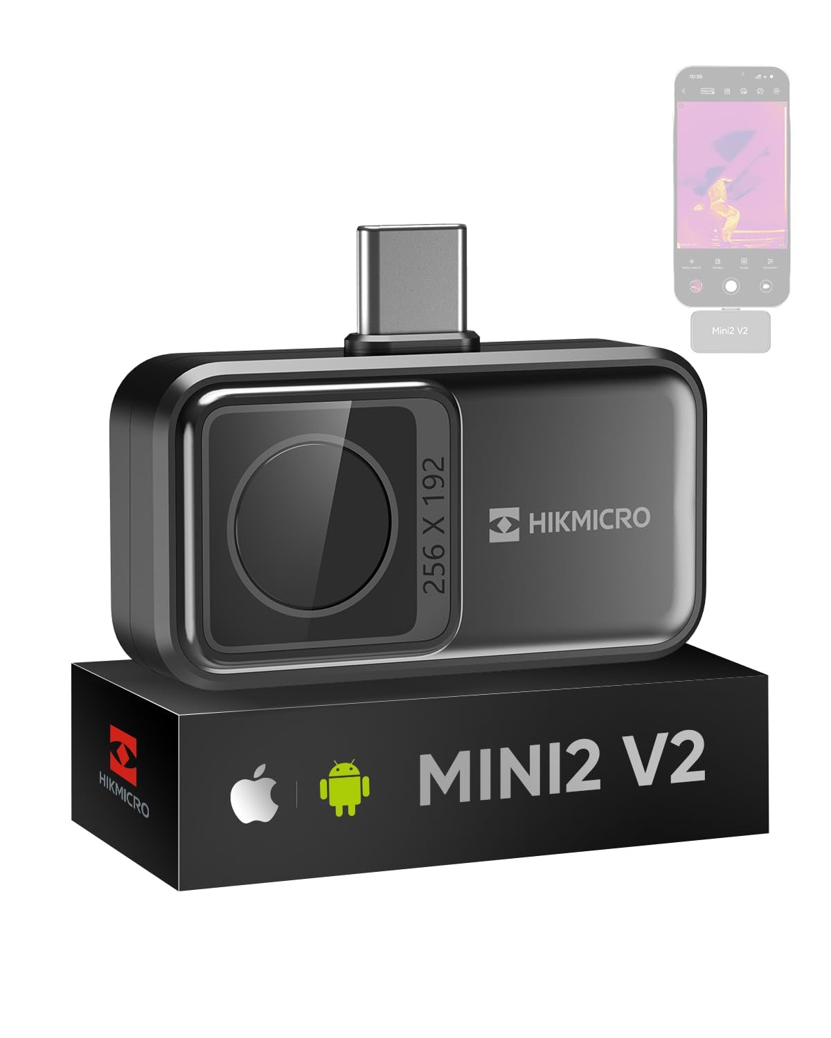 HIKMICRO Minie Thermal Camera, 192x192 SuperIR, iOS/Android, 25Hz, PIP Mode | 96x96 IR Thermal Imaging Camera, USB-C/Lightning, Phone/Tablet/PC, Home/HVAC/Electrical Inspection, Fusion Mode