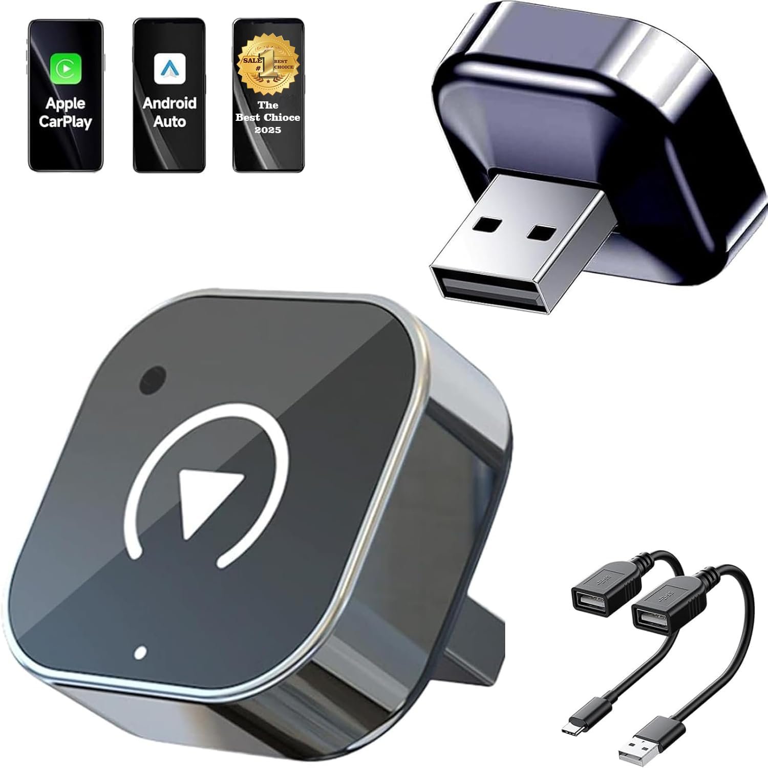 Wireless CarPlay Adapter 2026 Upgrade Wired to Wireless, Mini USB Design for Cars with Built-in Wired Apple CarPlay Plug and Play Stable Connection Car Play for iPhone 6+, Android 11+ (2017+ Cars)