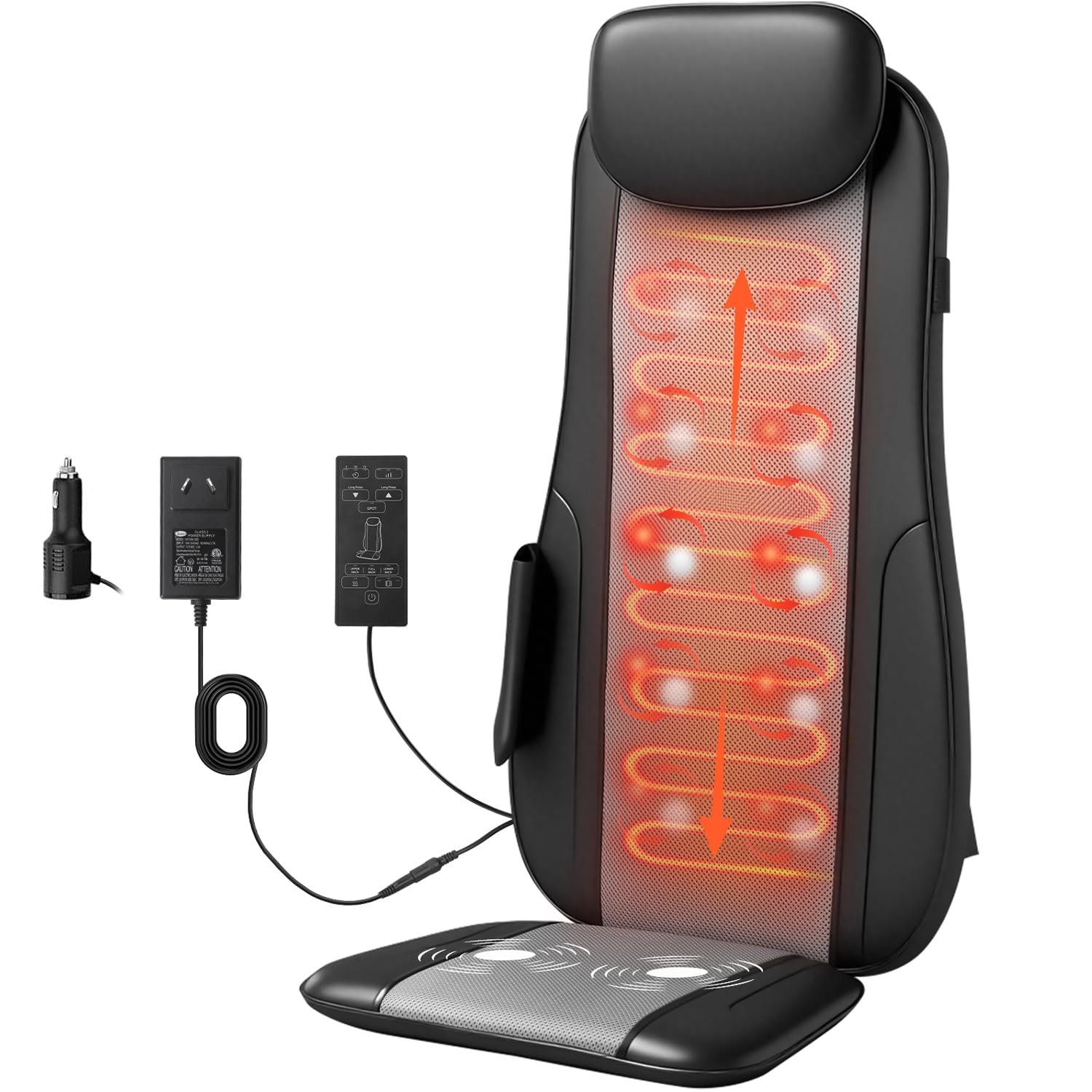 Shiatsu Back and Neck Massager, Shiatsu Massage Chair with Heat, Vibration, Timer, 3-Level Intensity, Spot & Rolling Massage for Neck Back Shoulders, Home Office Use, Birthday Gifts for Women Men