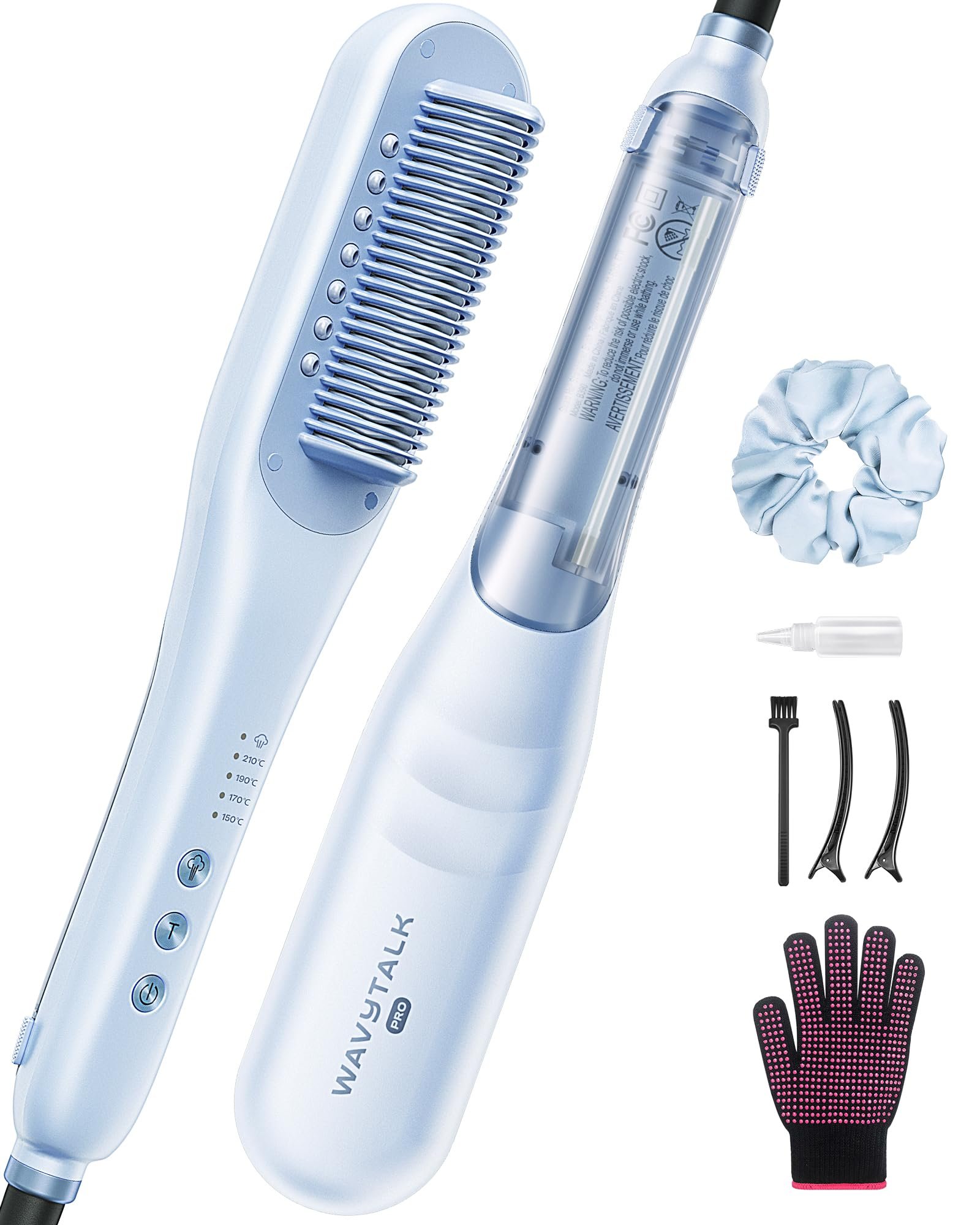 Wavytalk Pro Steam Hair Straightener Brush, Steamline Pro 3 in 1 Straightening Brush, Steam Reduces Damage, Nourishes Hair, and Expedites Straightening