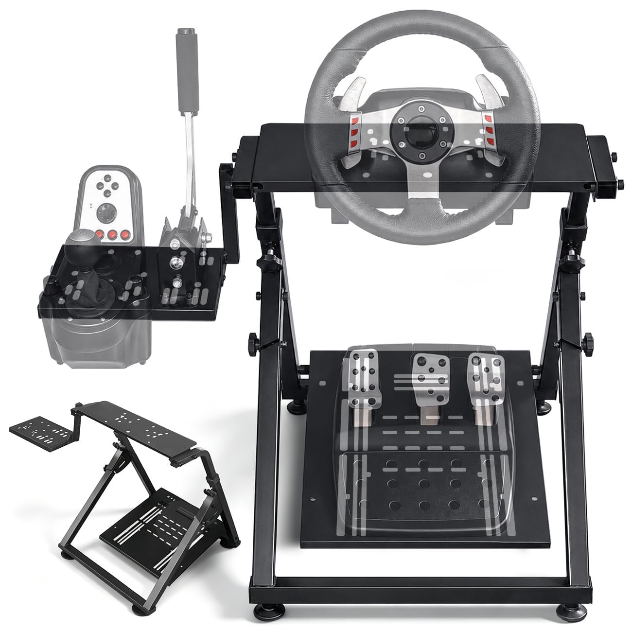 Aumerage Racing Steering Wheel Stand, Height Adjustable & Foldable Design | Compatible for Logitech G25/G27/G29/G920, Thrustmaster T300RS/TX F458/T500RS/T3PA-PRO (F1/GT)