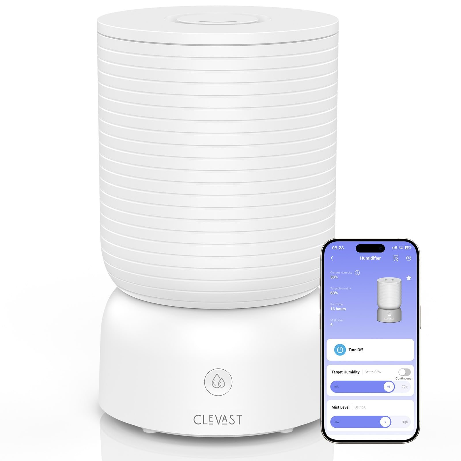 CLEVAST Smart Humidifier for Home with Oil Diffuser, 4L Tank for Large Room | Easy to Fill & Clean, App & Voice Control, Auto Shut-Off, 360° Nozzle, 28dB Quiet, Home Baby Nursery & Plants, 29H Lasting