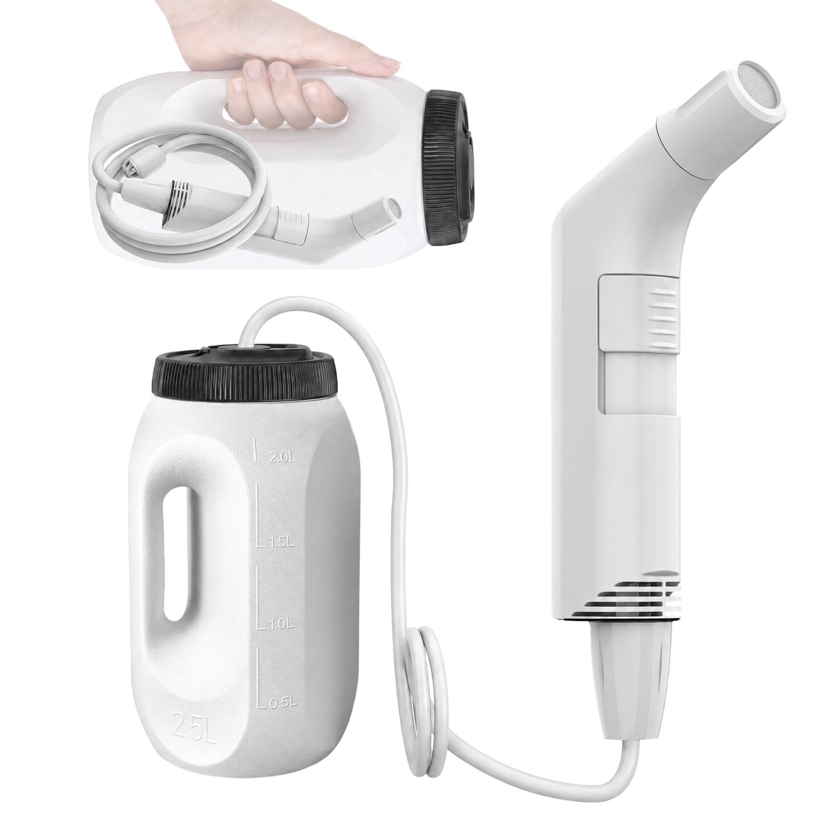 Portable Bidet, 2.5L Water Tank, USB-C Rechargeable Bidet Sprayer, 2 Water Pressure Levels, Handheld Travel Bidet for Postpartum Care, Home, Camping & Outdoor Use