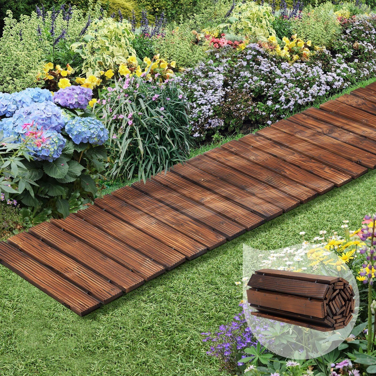 Livsip Garden Wooden Pathway 8ft Roll-Out Straight – $80.91 at eBay