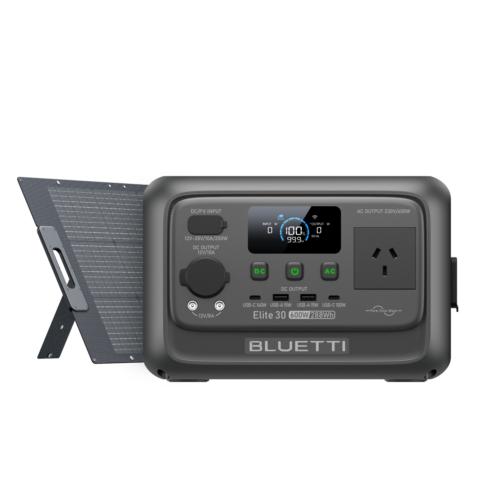 BLUETTI Elite 30 V2+200W | Solar Generator Kit Elite 30 V2+200W | 600W, 288Wh, 200W Solar Kit