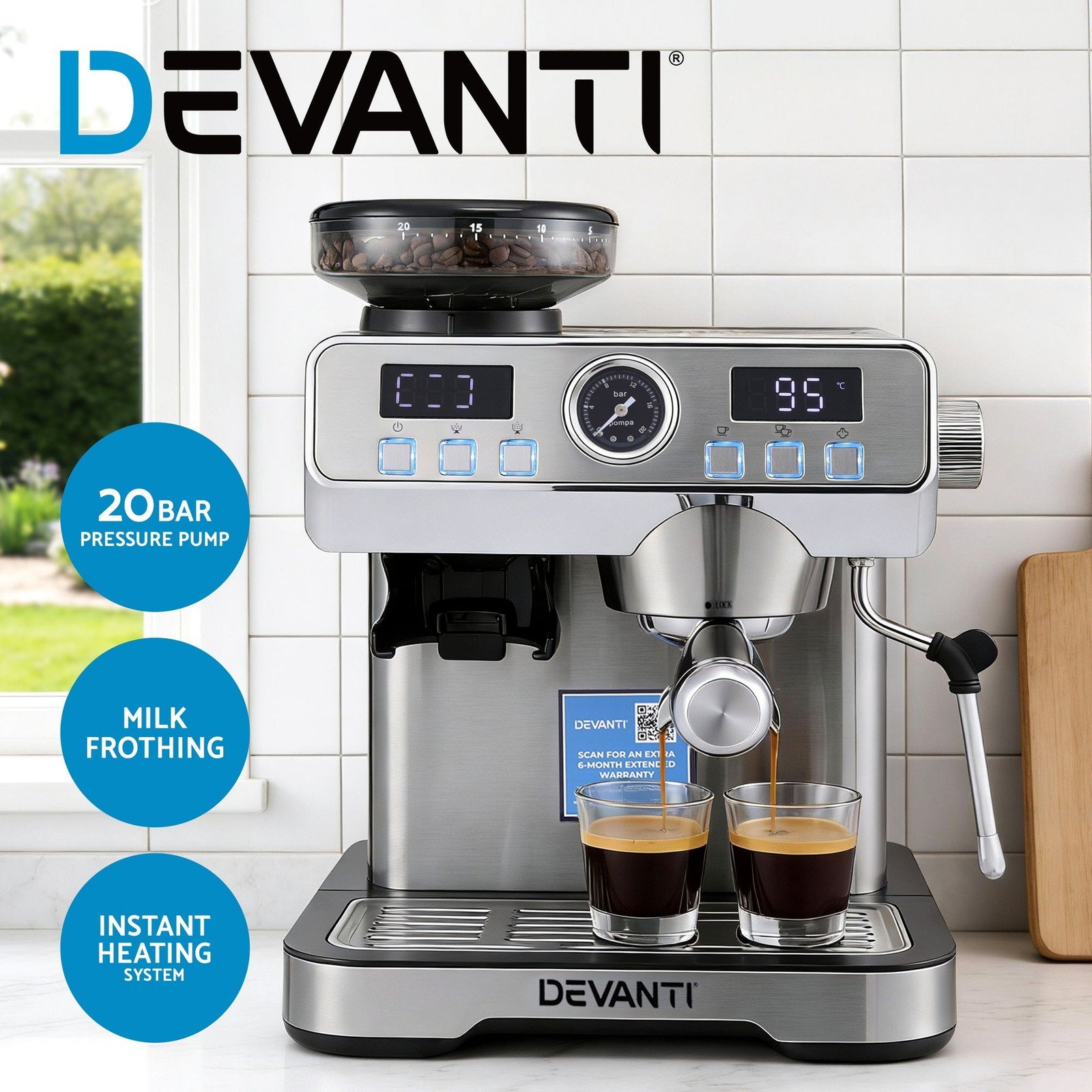 Devanti Coffee Machine Espresso Latte Maker – $279.95 at eBay
