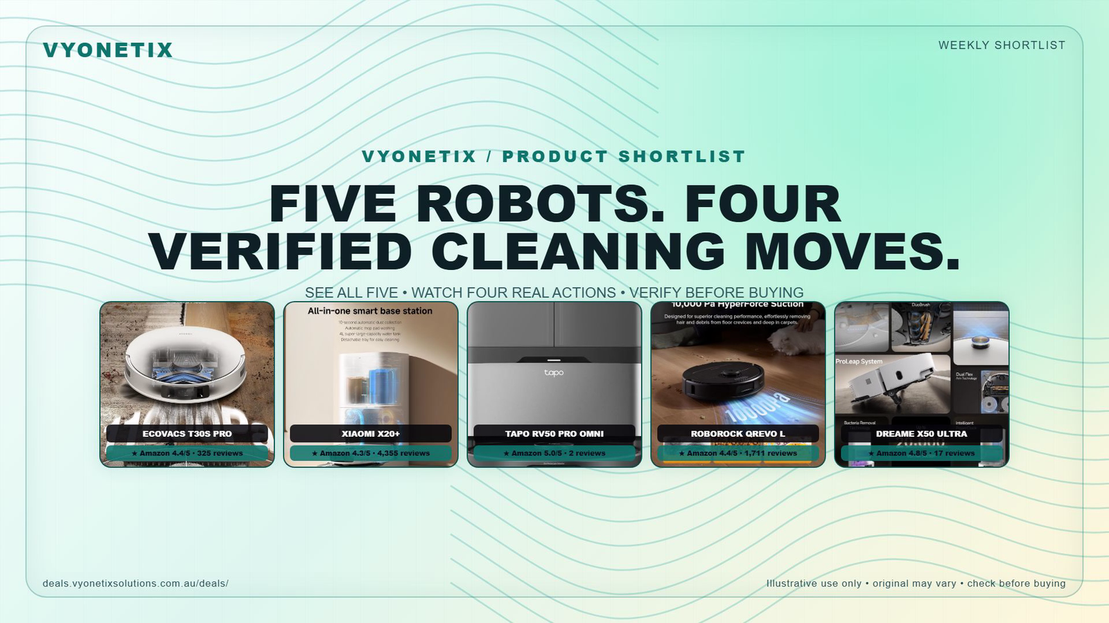 Vyonetix five robot vacuum comparison cover